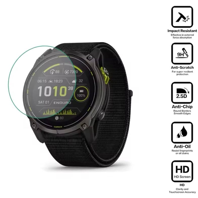 Garmin Enduro 3 watch screen protector by That Watch Shop, clear protective film covering the watch face.