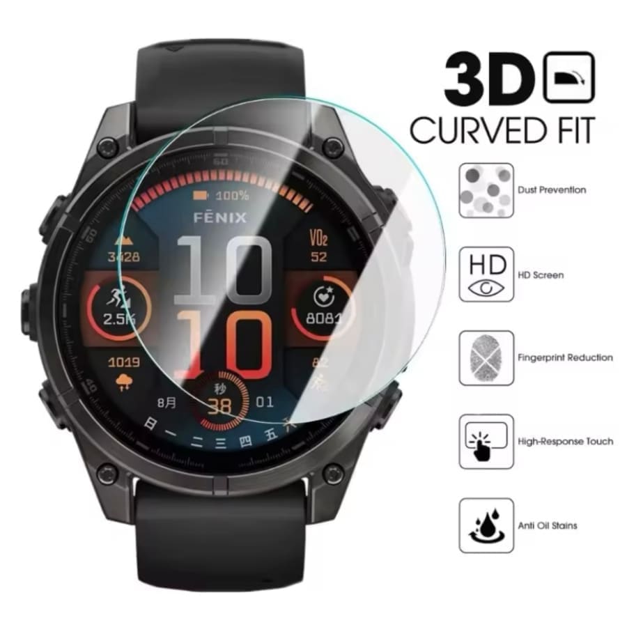Hydrogel screen protectors for Garmin Fenix 8 43mm series, pack of 6, showing clear, flexible watch screen protection.