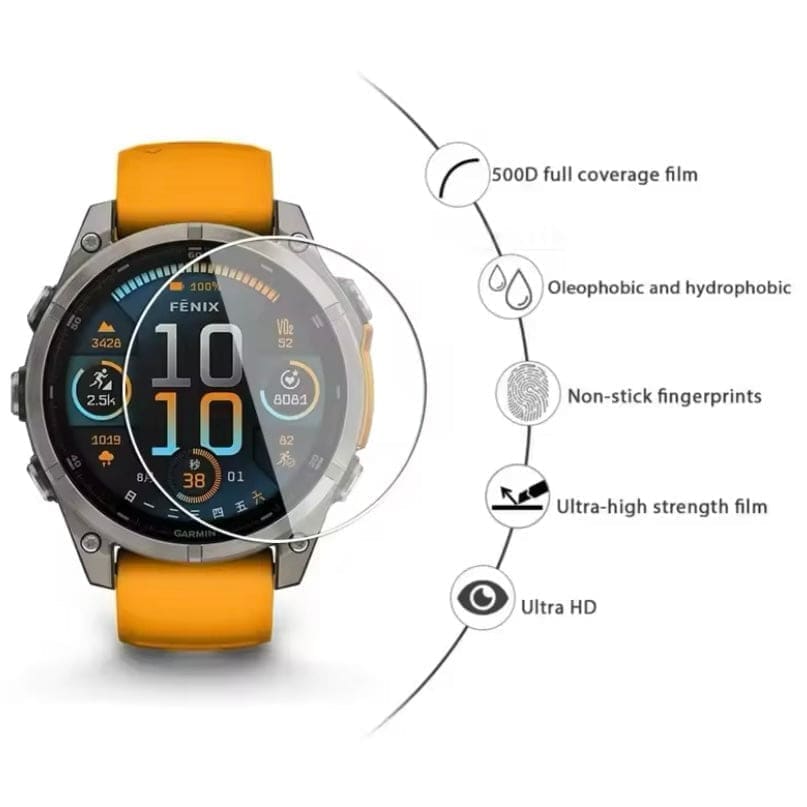 Hydrogel screen protectors for Garmin Fenix 8 47mm series watch, pack of 6, protecting the watch display from scratches and damage.