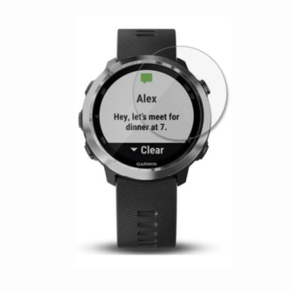 Six hydrogel screen protectors for Garmin Forerunner 645 smartwatch, providing protection and clarity.