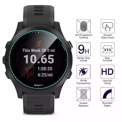 Two Garmin Forerunner 945 screen protectors by That Watch Shop showing clear, durable watch screen protection for Garmin watches.