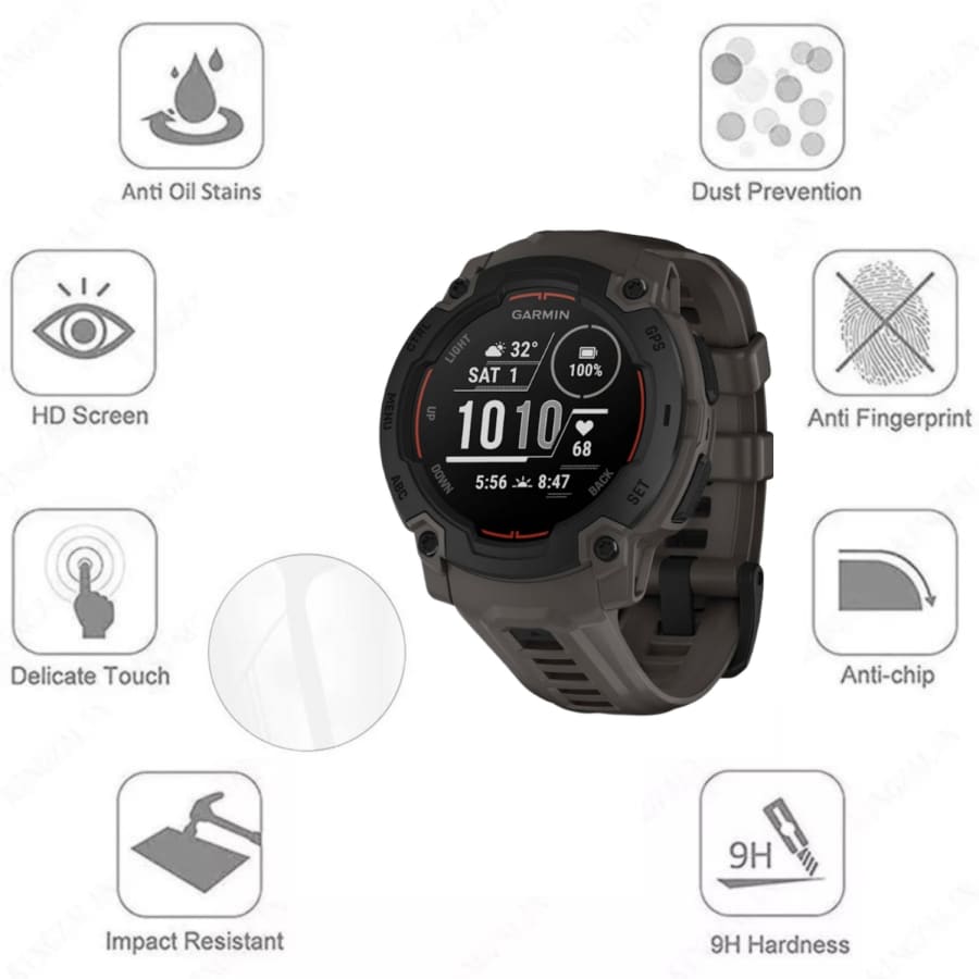 Pack of two Garmin Instinct E 45mm watch screen protectors by That Watch Shop, clear protective covers for smartwatch screens.