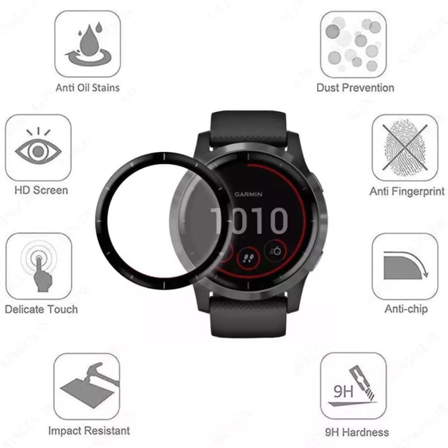 Garmin Vivoactive 3 watch screen protector by That Watch Shop, clear protective film for screen durability and scratch prevention.