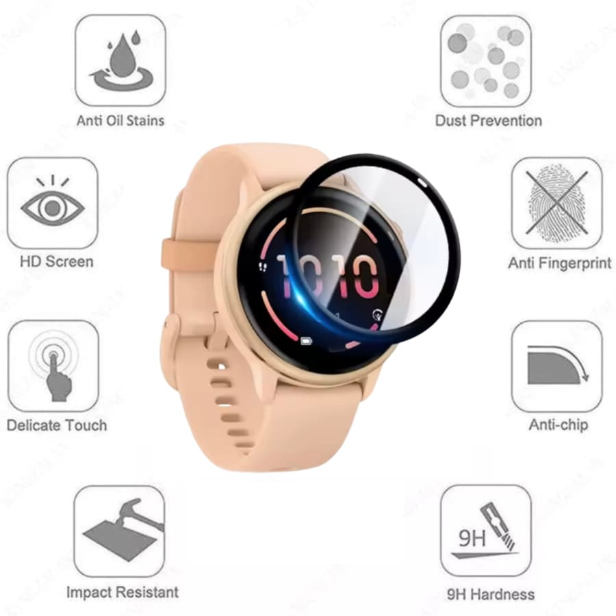 Pack of two Garmin Vivoactive 6 screen protectors by That Watch Shop, clear watch screen guards for enhanced durability.