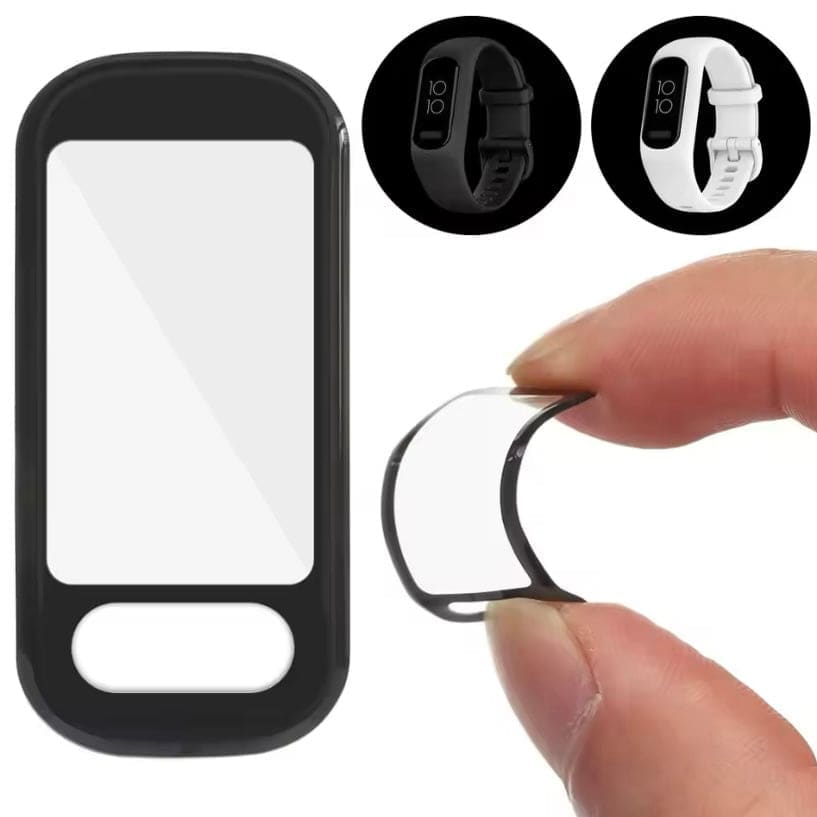 Pack of two Garmin Vivosmart 5 screen protectors from That Watch Shop, clear protective covers for watch screens.