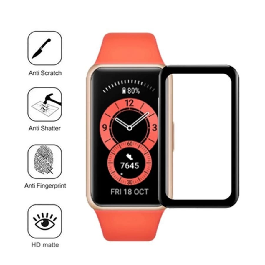 Two Huawei Band 6 screen protectors in a pack, designed for watch screen protection by That Watch Shop.