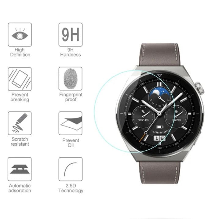Hydrogel screen protector for Huawei GT3 Pro 43mm smartwatch, pack of 2, protecting the watch display from scratches and smudges.
