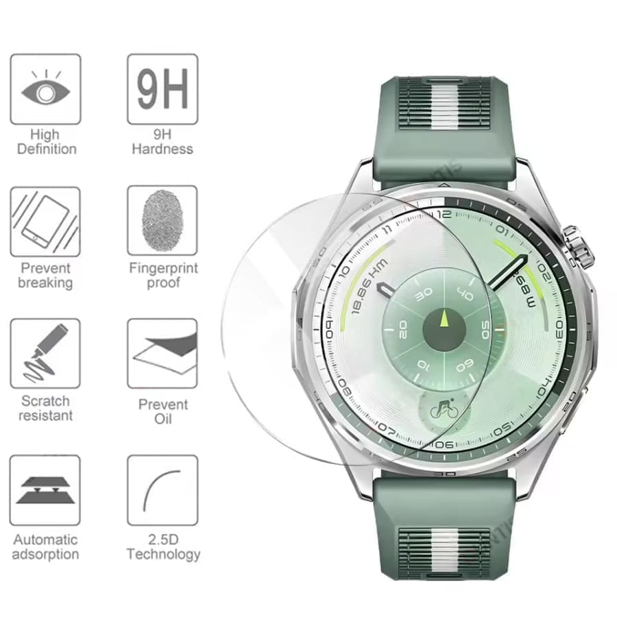 Pack of two Huawei GT6 46mm watch screen protectors from That Watch Shop, designed to protect smartwatch screens.