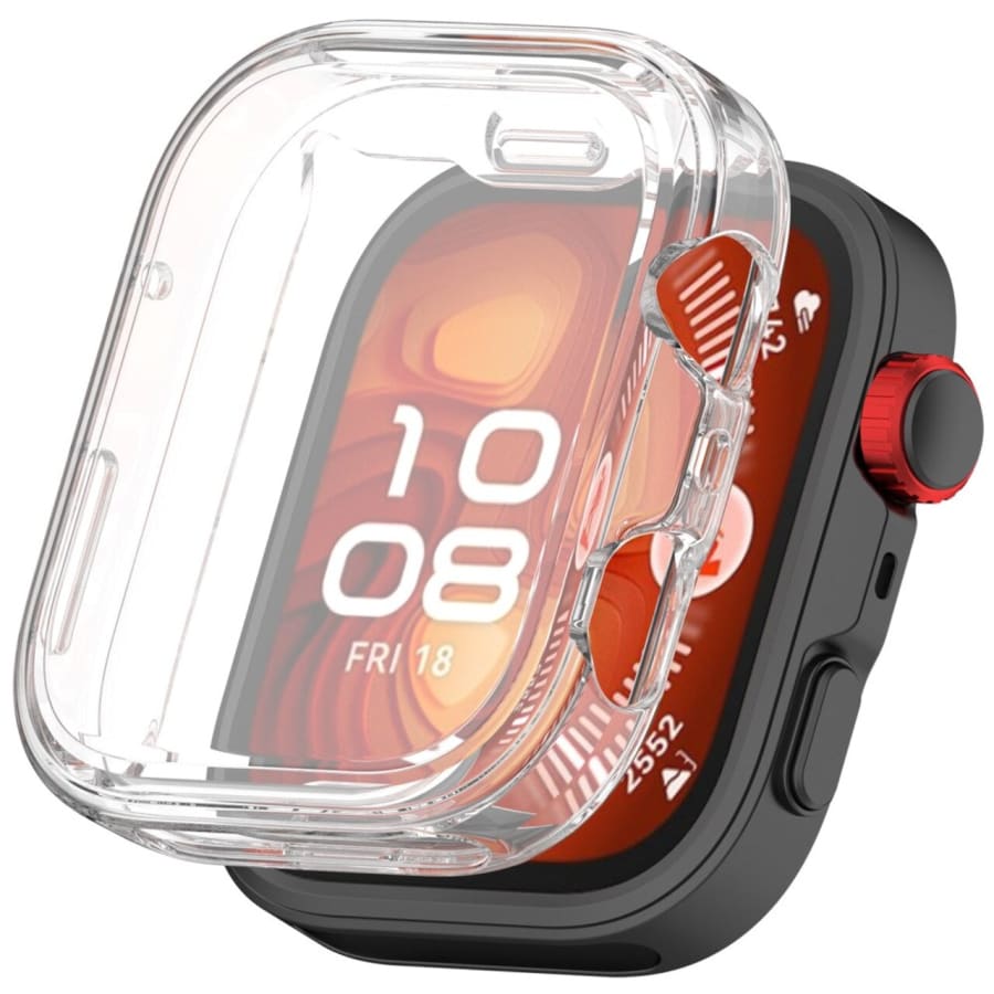 Clear protective case for Huawei Watch Fit 4, designed by That Watch Shop, shielding the watch screen from scratches and impacts.