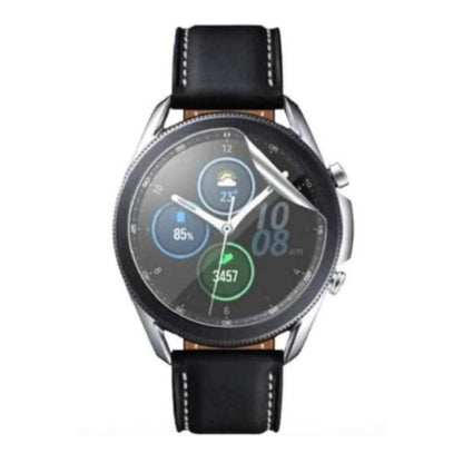 Hydrogel screen protectors for Samsung Galaxy Watch 3 41mm, pack of 6, showing transparent protectors on watch face.