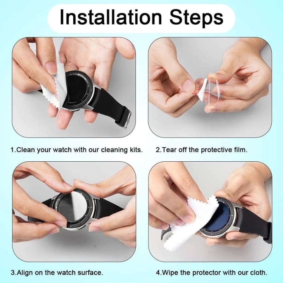 Pair of Samsung Galaxy Watch 4 40mm screen protectors by That Watch Shop, designed to shield the watch display from scratches.