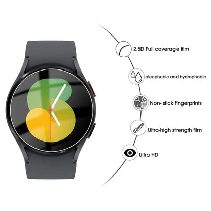 Pair of Samsung Galaxy Watch 5 40mm screen protectors by That Watch Shop, designed to shield the watch display from scratches and impacts.