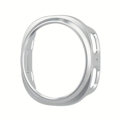 Silver protective case for Samsung Galaxy Watch 8 (44mm) with screen protector, designed to shield and enhance the watch's durability.