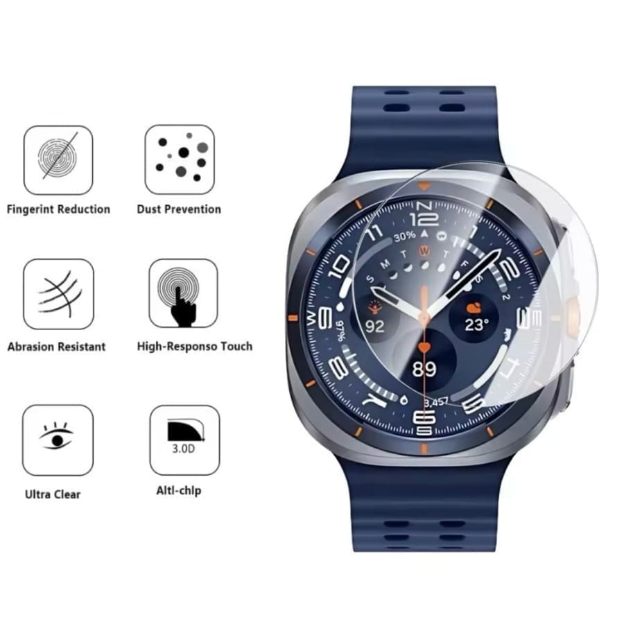Set of two Samsung Galaxy Watch 8 Classic screen protectors by That Watch Shop, designed to shield the watch display from scratches.