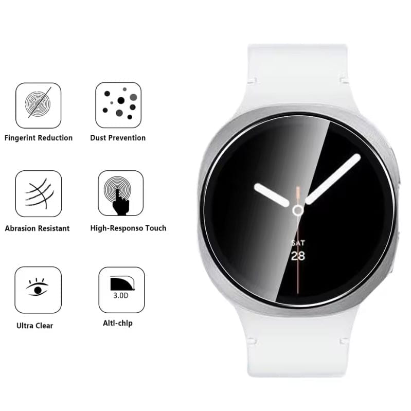 Clear screen protector for Samsung Galaxy Watch 8 (44mm), designed to protect the watch face from scratches and damage.