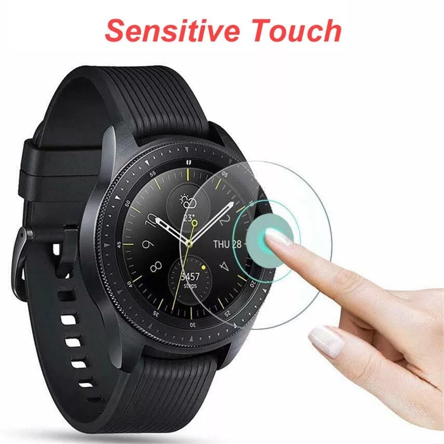 Pack of two Samsung Galaxy Watch 42mm screen protectors by That Watch Shop, showing clear, protective film on watch screen.