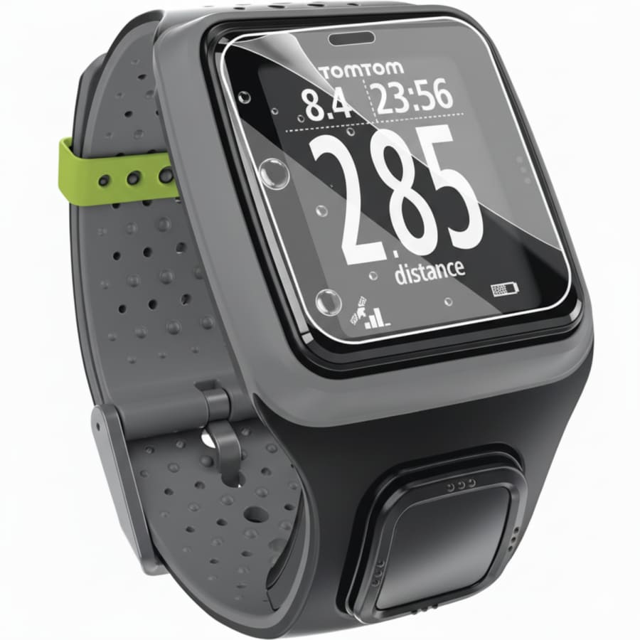 Hydrogel screen protector for TomTom Runner smartwatch, pack of 6, from That Watch Shop, showing protective film on watch display.