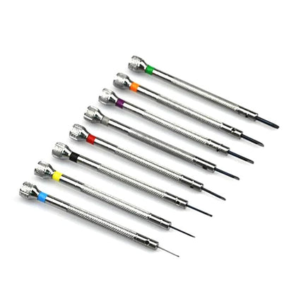 13-piece precision screwdriver set for watch repair by That Watch Shop, featuring small screwdrivers ideal for delicate watch components.