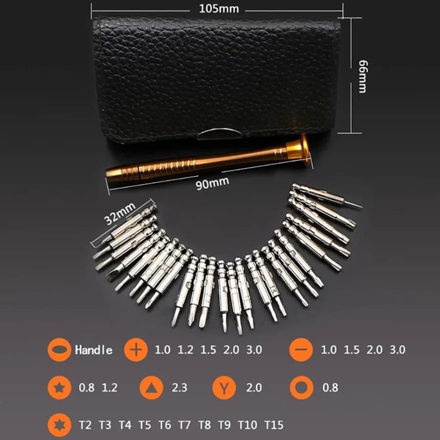 25 mini precision screwdrivers for watch repairs, featuring durable tips and compact design from That Watch Shop's watch tools collection.