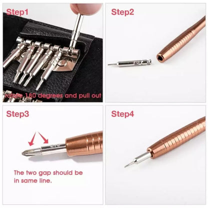 Set of 25 mini precision screwdrivers for watch repair, featuring small, detailed watch tools from That Watch Shop.