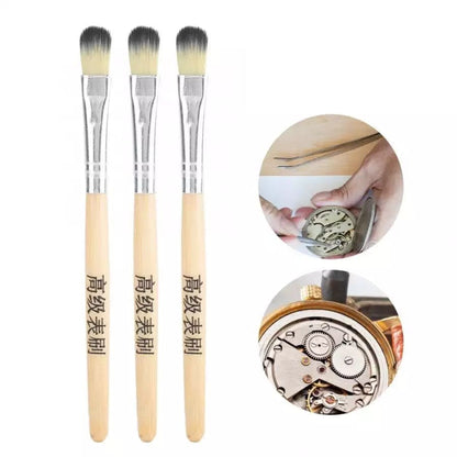 3-piece watch cleaning brush set by That Watch Shop, featuring fine brushes for cleaning watch cases and bands.