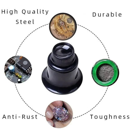 Set of four watch tools precision magnifying glasses from That Watch Shop for detailed watch repairs and inspections.