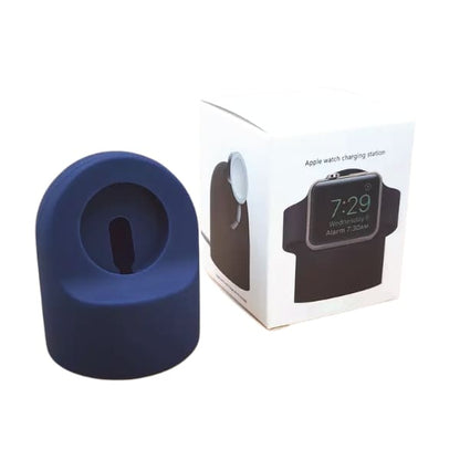Black Apple Watch charging stand by That Watch Shop, compatible with various Apple Watch models, available in six colors.