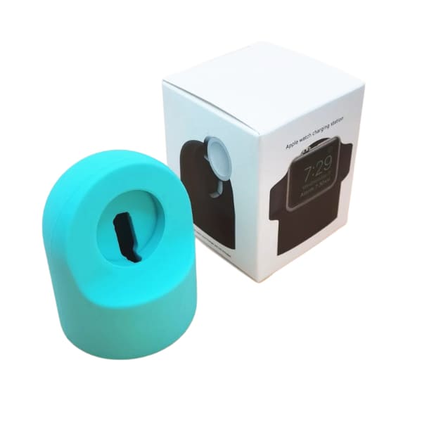 Black Apple Watch charging stand by That Watch Shop, designed for Apple Watch, available in six colors, shown on a desk.