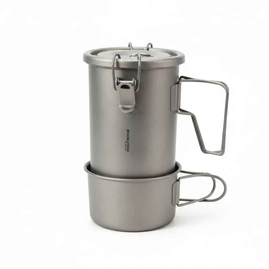 Snow Rock Titanium Couples Mountaineering Cook System - Ultralight Pure Titanium | Camping Cookware