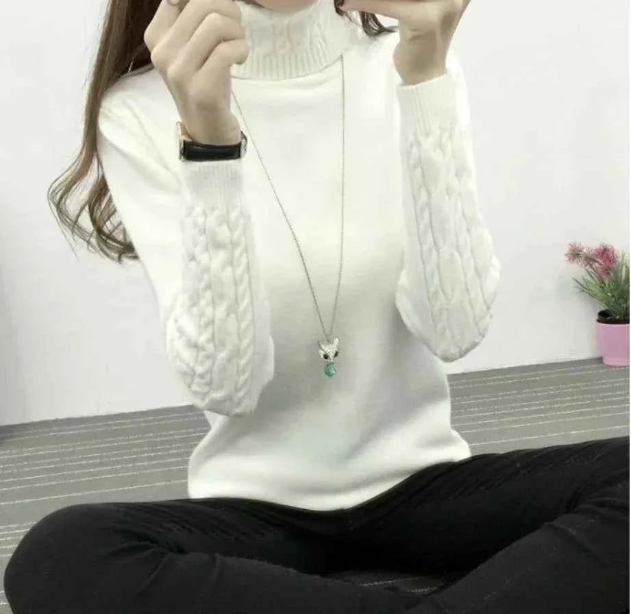 Women's Wool High Neck Fashion Sweater - Slim Fit, Long Sleeves | Winter Warmth