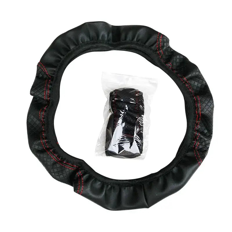 Universal 37/38cm Non-Slip Embossed Leather Car Steering Wheel Cover (3 colours available) Habicare