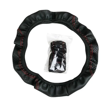 Universal 37/38cm Non-Slip Embossed Leather Car Steering Wheel Cover (3 colours available) Habicare
