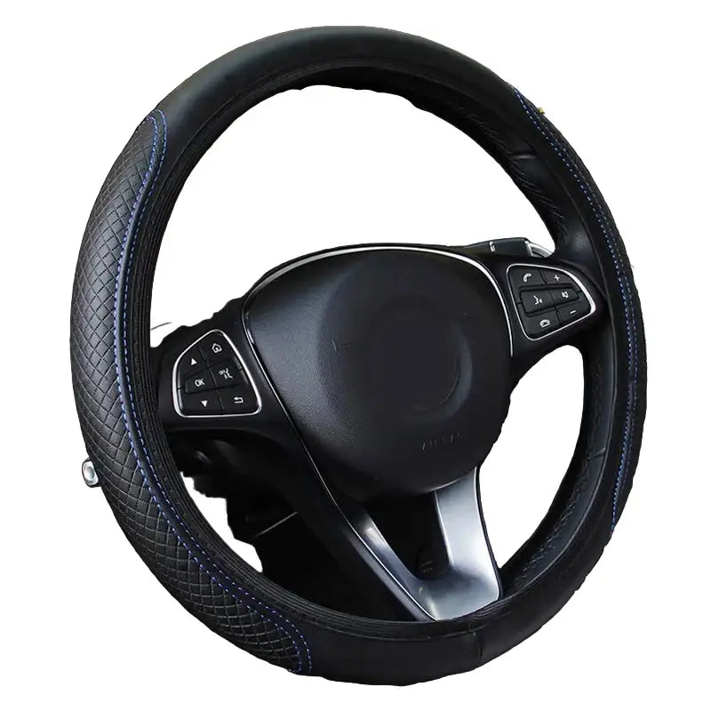Universal 37/38cm Non-Slip Embossed Leather Car Steering Wheel Cover (3 colours available) Habicare