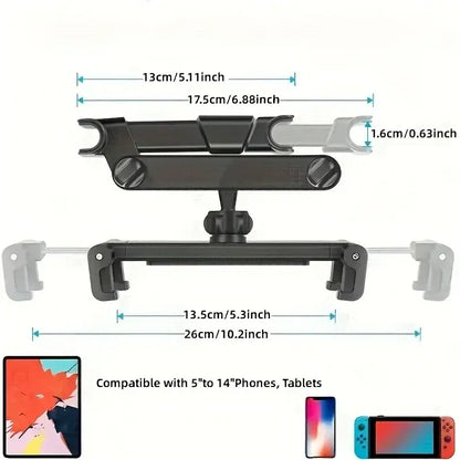 Universal Car Headrest Tablet & Phone Holder Mount (Black & Red) Habicare