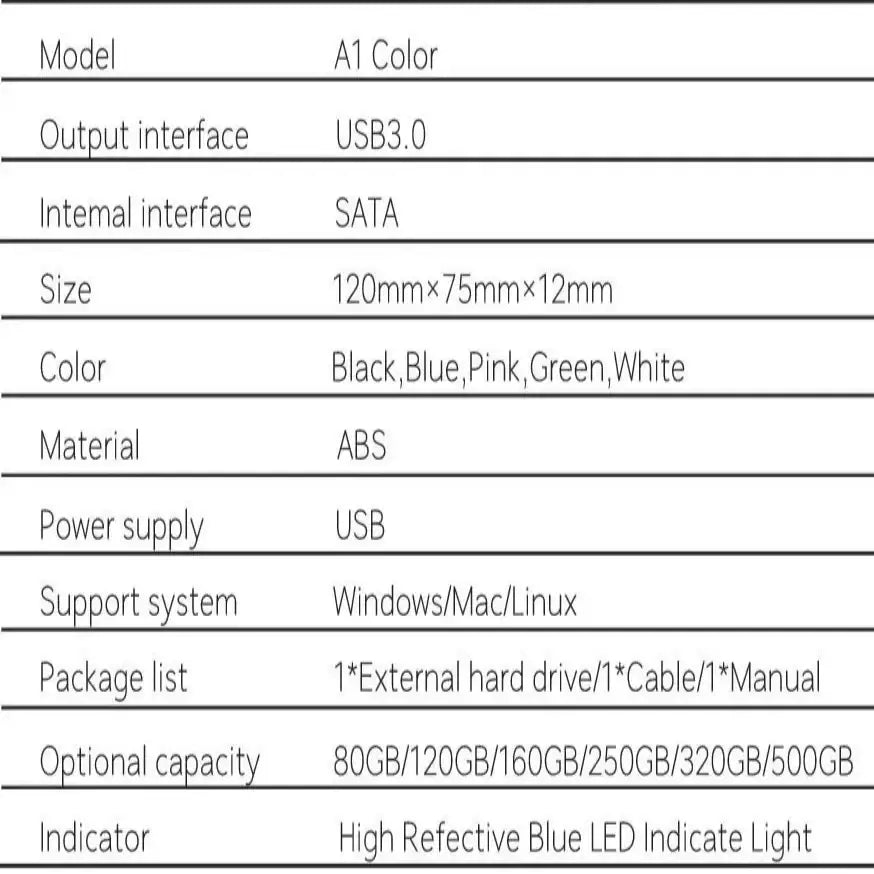 USB 3.0 External Hard Drive HDD for PC, Mac, Xbox & PS4 (80GB to 2TB) (5 colours available) Habicare