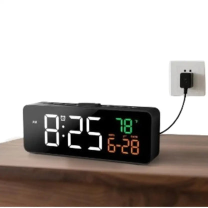 USB Digital Alarm Clock – TEMP & Date Display with 5-Level Brightness Habicare