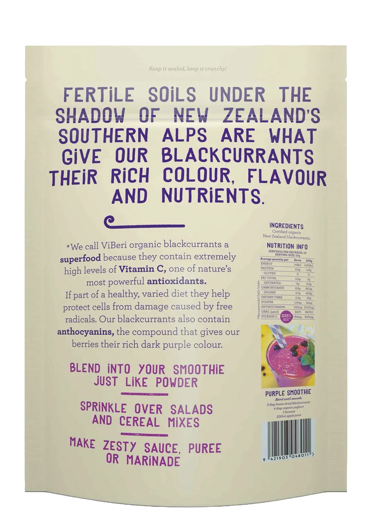 Freeze Dried Organic Blackcurrants 120g