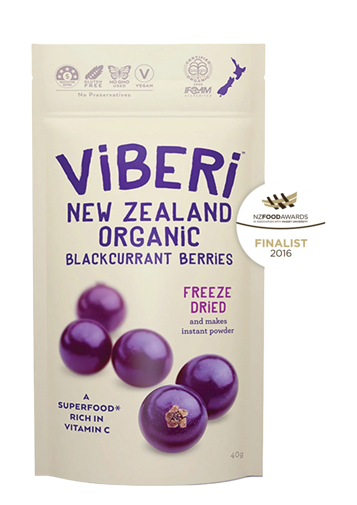 Freeze Dried Organic Blackcurrants 40g