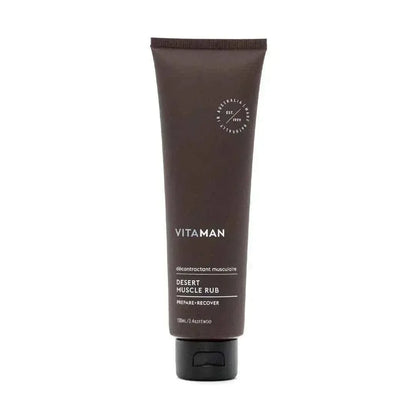 VITAMAN Australia Desert Muscle Rub for Men, body grooming solution with natural ingredients, displayed in a sleek container.