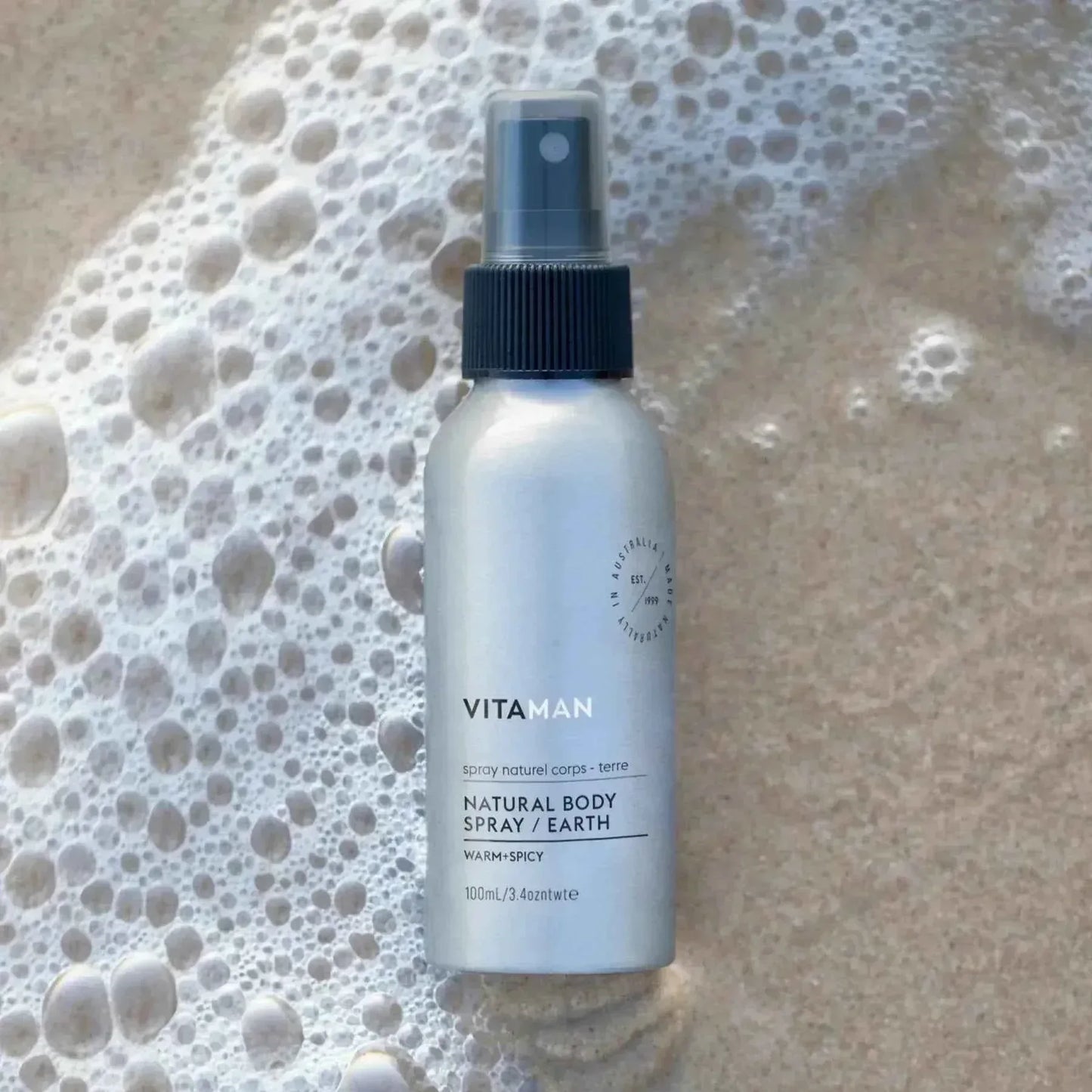 VITAMAN Australia Natural Body Spray Earth 100ml bottle with eco-friendly design, ideal for refreshing body and skin.