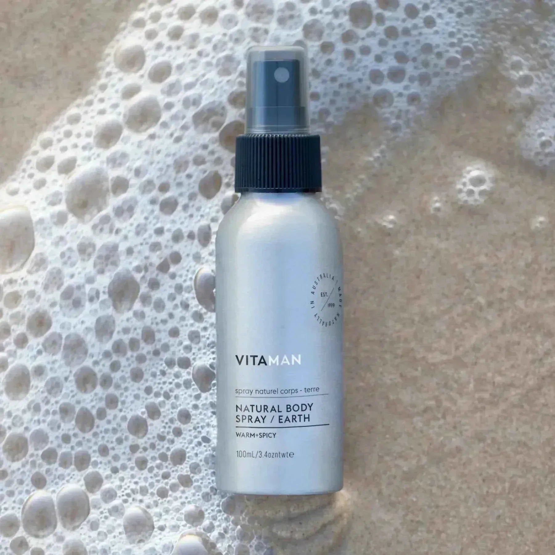 VITAMAN Australia Natural Body Spray Earth 100ml bottle with eco-friendly design, ideal for refreshing body and skin.
