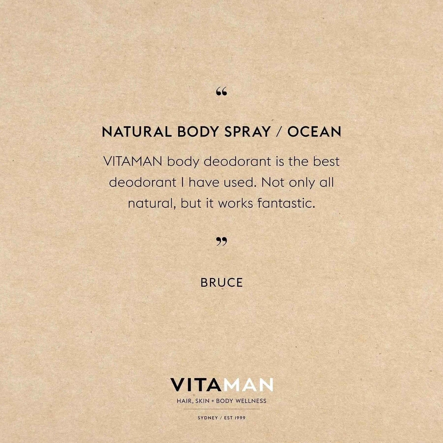 VITAMAN Australia Natural Ocean Body Spray 100ml, fresh and invigorating scent, spray bottle with blue ocean-themed design