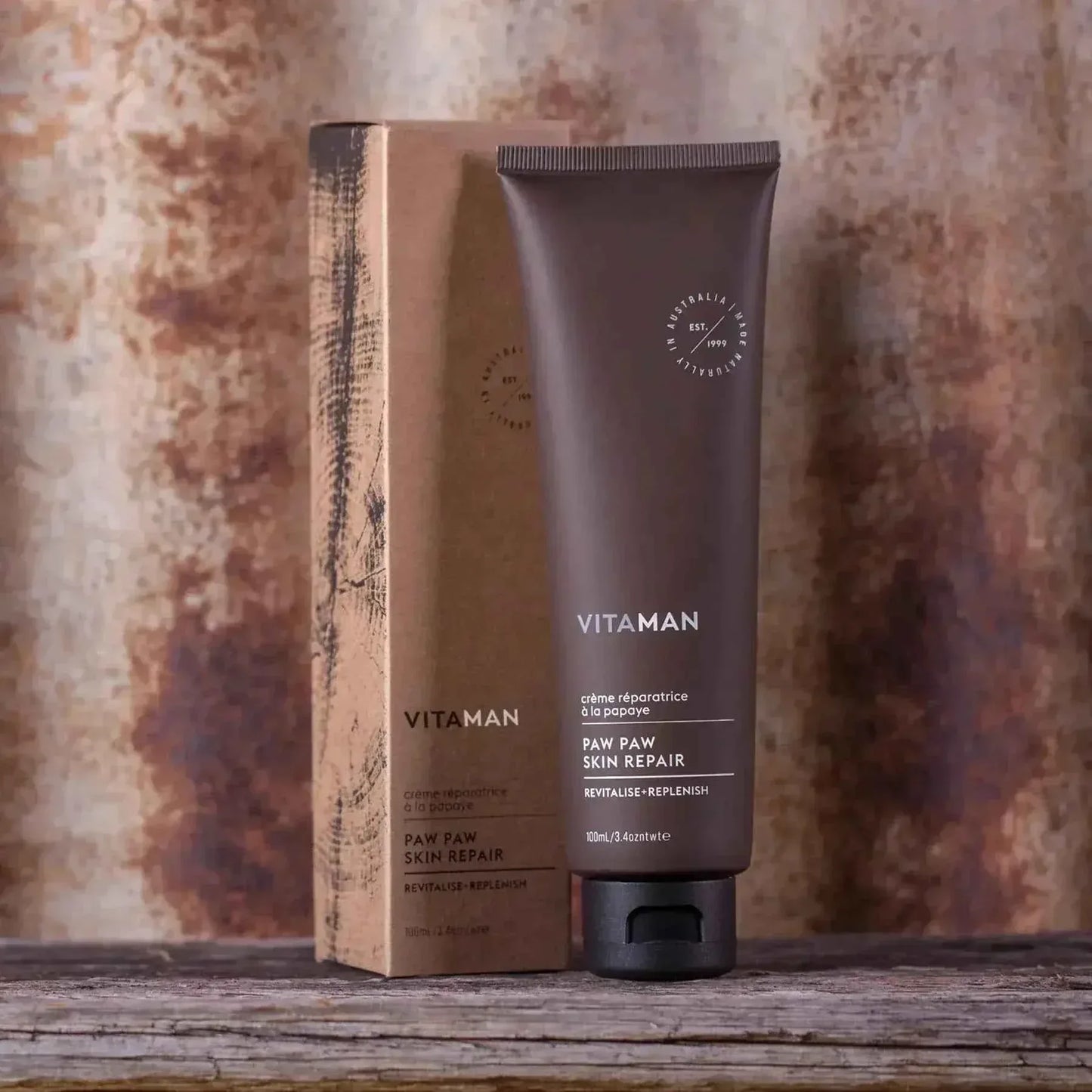 VITAMAN Australia Paw Paw Skin Repair Creme 100ml for body, moisturizing and soothing damaged skin with natural ingredients.