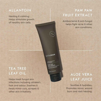 VITAMAN Australia Paw Paw Skin Repair Creme in a 100ml tube, designed for body skin care and repair.