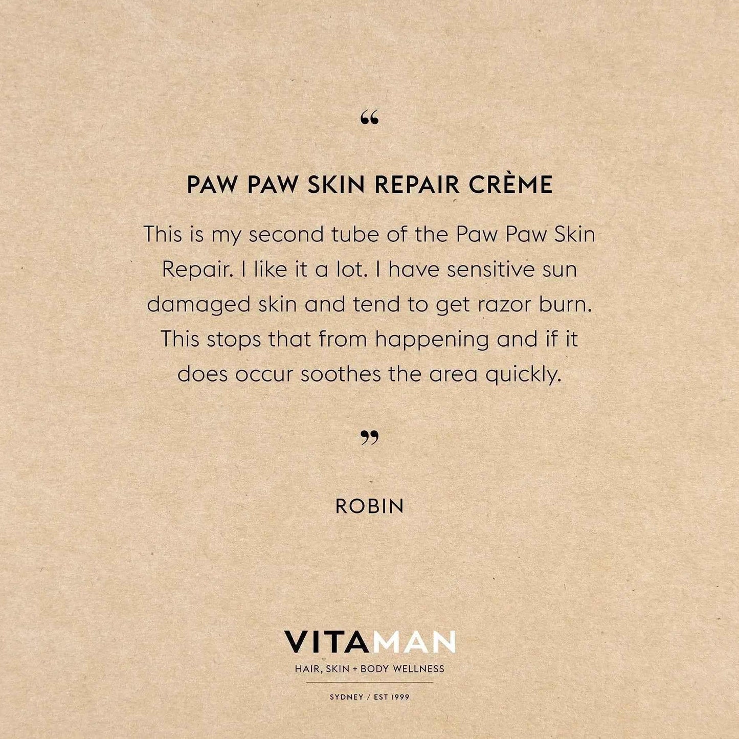 VITAMAN Australia Paw Paw Skin Repair Creme 100ml, moisturizing body cream with natural paw paw extract and gentle formula.