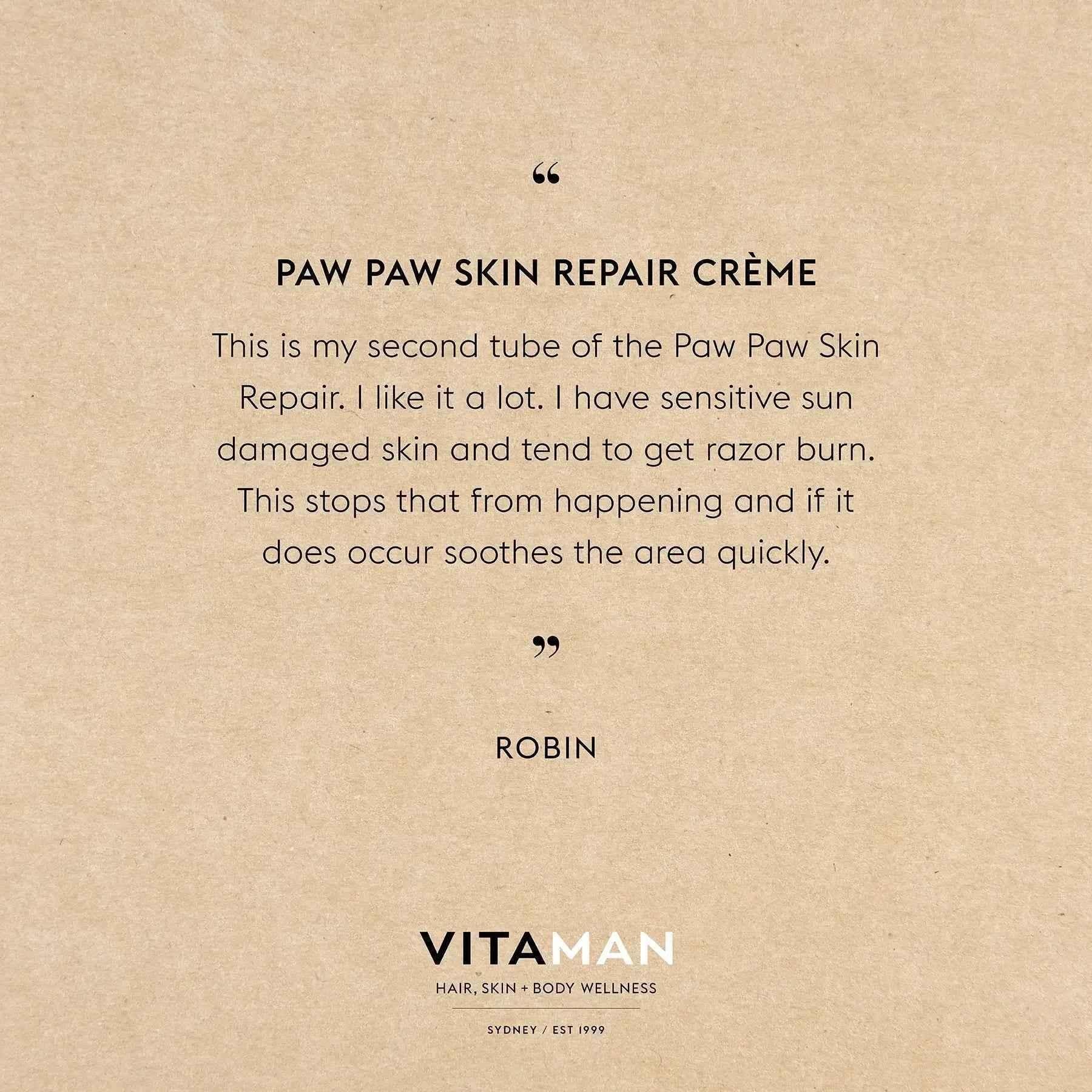 VITAMAN Australia Paw Paw Skin Repair Creme 100ml, moisturizing body cream with natural paw paw extract and gentle formula.