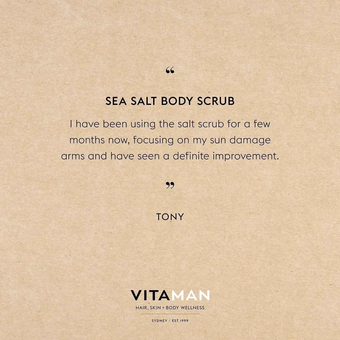 VITAMAN Australia Sea Salt Body Scrub in a jar, showing the natural exfoliating sea salt texture for smooth, refreshed skin.