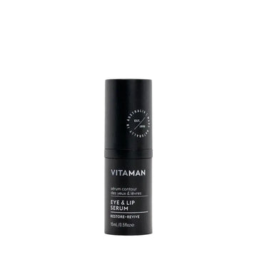 VITAMAN Australia face eye and lip serum bottle, showcasing the skincare product for hydration and rejuvenation.