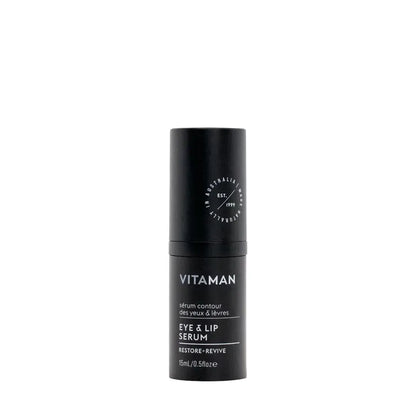 VITAMAN Australia face eye and lip serum bottle, showcasing the skincare product for hydration and rejuvenation.