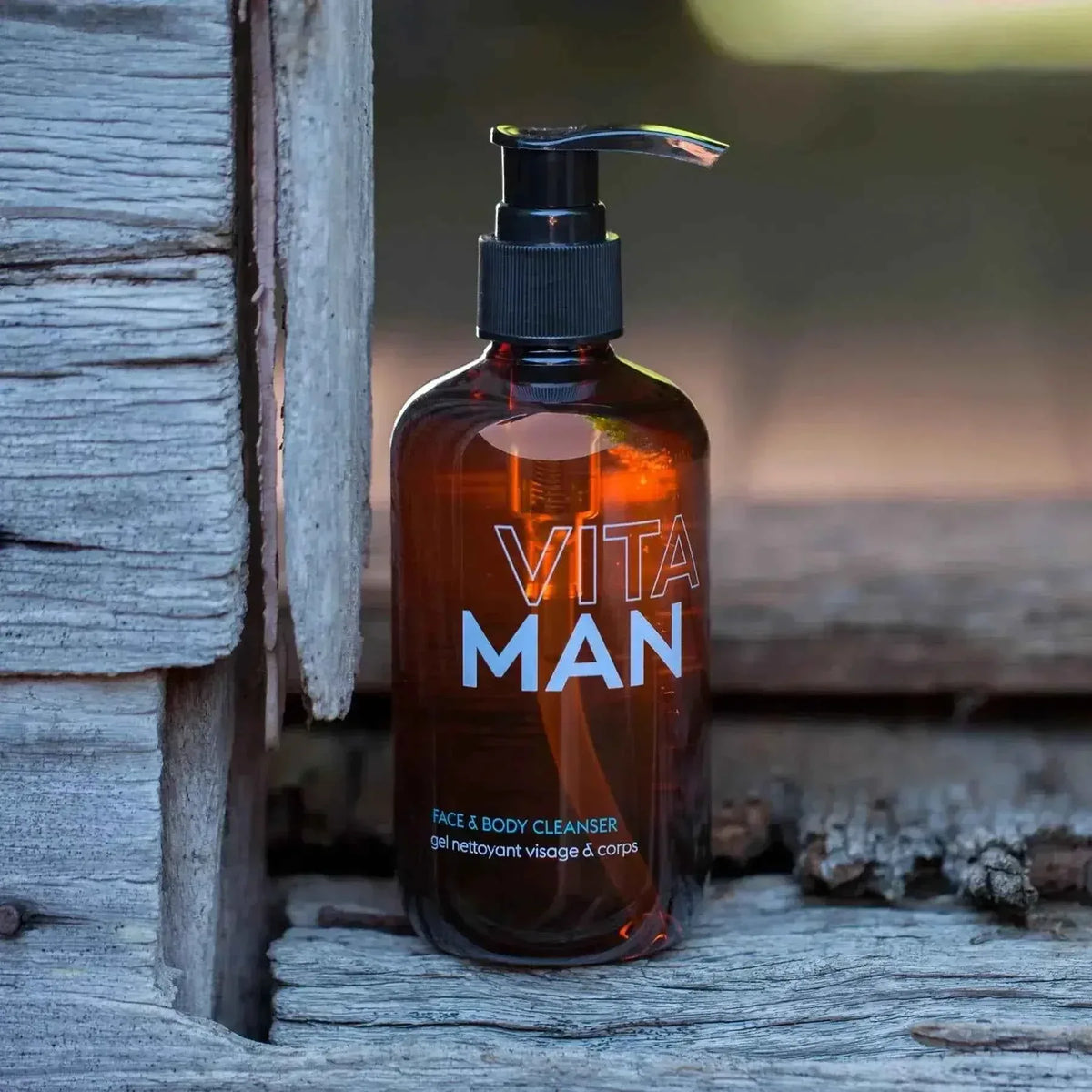 VITAMAN Australia face and body cleanser in a pump bottle, designed for gentle cleansing of skin on face and body.